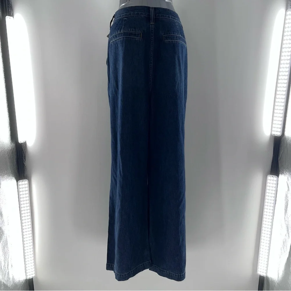 Madewell The Hallow Wide-Leg High Rise Pleat Front Dark Wash Blue Jeans-Size 31 - Picture 4 of 10